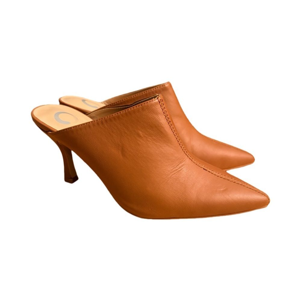 Elegant Tan Faux Leather Mules